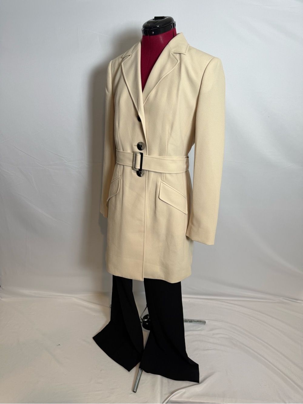 Le Suit Pantsuit Women's Size 8 Cream & Black 2-Piece Set Blazer & Pants - Picture 12 of 16